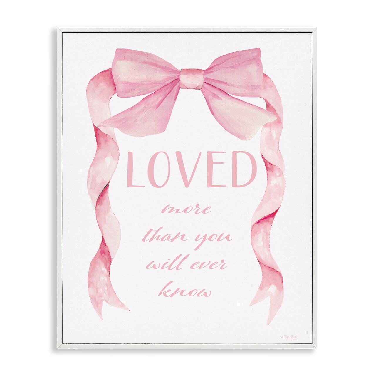 Stupell Industries Loved More Sentiment Pink Ribbon Framed Giclee, design by Cindy Jacobs
